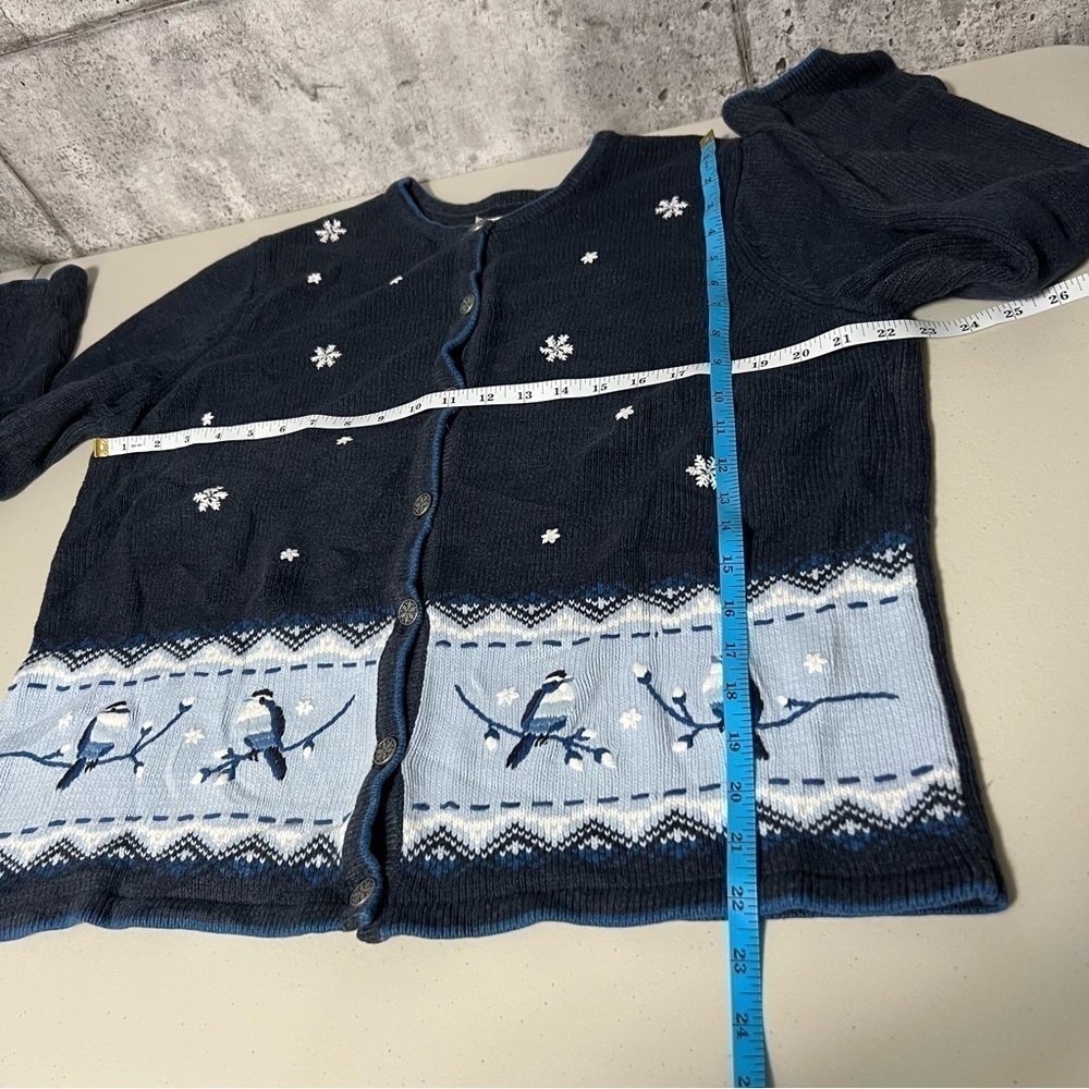 Northern Reflections Holiday Cardigan Sweater Cardinal & Snow Embroidered - Picture 6 of 7